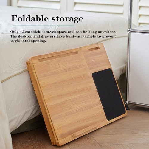 Table pliable pour ordinateur portable avec tiroir et hauteur réglable