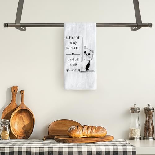 TNUW Funny Cat Hand Towels 16x24 Inch, Cat Mom Lady Lovers Owner Gifts for Women, Pet Lover Gifts Decorative Hand Towels for Bathroom Washroom Toilet Decor - Image 3
