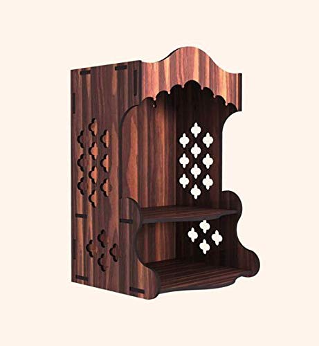 Generic Beautiful Mandir/Temple/Pooja mandir for home and office hanging Engineered Wood DIY(Do-It-Yourself) (Antique design matte finish)(Brown), hhh98778
