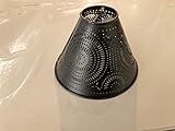 Black Pinwheel Punched Tin Lamp Shade, Clips on Torpedo Light Bulb, 2' x 6' x 4'