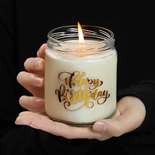 13Oz Happy Birthday Strong Scented Candles, Organic Soy Candle For Home Scented, Hand-Poured Jar Candle, Gifts For Women|Men|Families|Friend|Colleague, As Birthday|Holiday|Relaxation Gifts（70H #TOP4