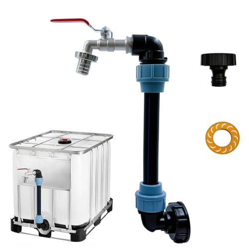 IBC Schwanenhals 3/4 Auslaufhahn S60x6 Wasserhahn Absperrhahn 3/4 Zoll IBC Tank Zubehör IBC auslaufhahn Adapter für Regenwassertank Wasserfaß und Wassertank Zubehör