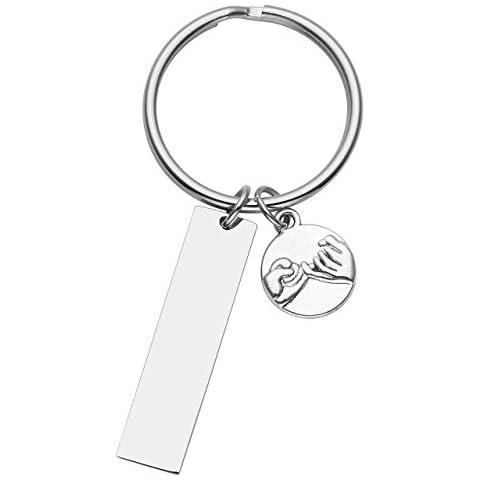 Personalised"Pinky Promise" Charm BFF Best Friend Keyring, Customized Engraved Friendship Keychain - Enter Your Custom Text Cover