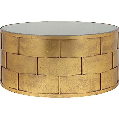 ( metal base ) Pangea Home Margot Metal Coffee Table with Glass in Gold Leaf