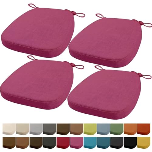 Orumrud 40x38x33CM(3CM Épaisseur) Coussin de Chaise, Coussin de Chaise de Jardin, Lavable, avec Fermeture éclair, Sangles, antidérapant (Rose Rouge,4...