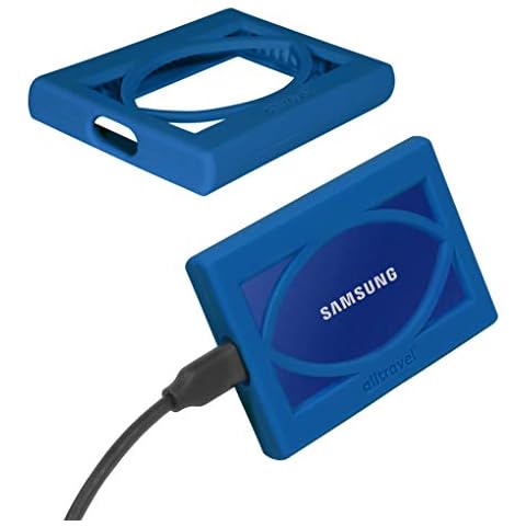Alltravel Silicone Bumper Sleeve for Samsung T7, T7 Touch Portable SSD - 1TB, 2TB, 500GB - USB 3.2 External Solid State Drives (Blue) Cover
