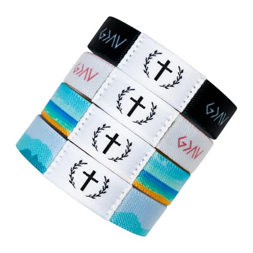 4PCS Daily Bible Verse Bracelets with NFC Scan for Women Men Teens Christian Jesus Faith Scripture Waterproof Wristbands