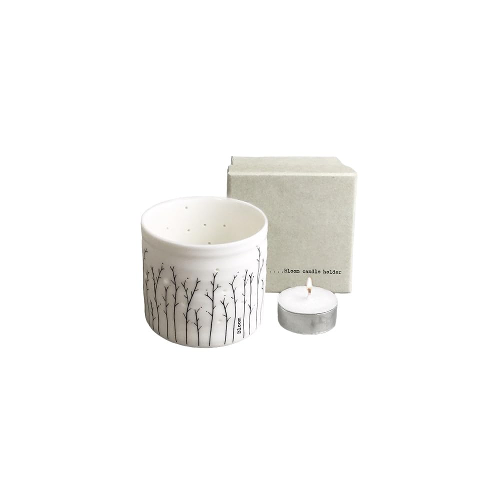 East of India Tealight Holder White Porcelain Votive Candle Holder Sprigs In Bloom Country Design Decoration Home Decor