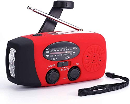 Solar Hand Crank Emergency Weather Radio ,NOAA / AM / FM Portable Radio with 3 LED Flashlight 1000mAh Power Bank Cellphone Charger