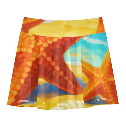 Joisal Toddler Tennis Skirts Starfish Seashells Sandy Beach Girls' Shorts Athletic Skorts Blue Pink School Skirt 4t2
