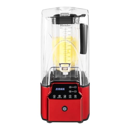 HinLIaDa Commercial Quiet Blender, 2200 Watt Professional Countertop Blender with 80oz Pitcher And Self-Cleaning High-Speed Blenders for Puree, Ice Crush, Shakes And Smoothies, Red
