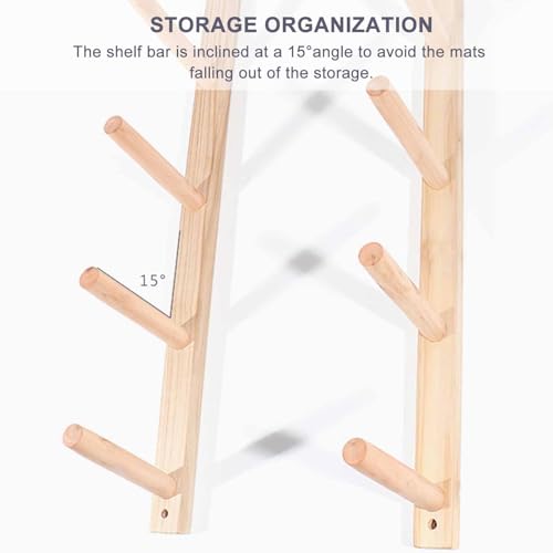 Soporte de pared para esterilla de yoga de madera noble: almacenamiento robusto de gimnasio 5
