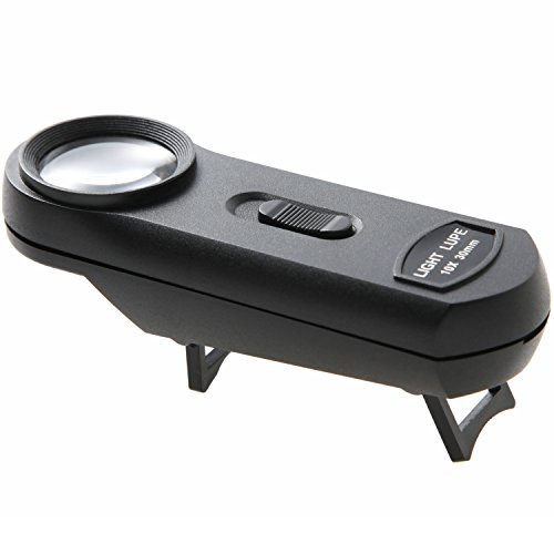 Phoenix LED照明付きルーペ【倍率10倍】 校正・校閲・つぶれ・飛びの確認に コンパクトサイズ/LEDライト付き<長期保証45日間>拡大鏡 ルーペ