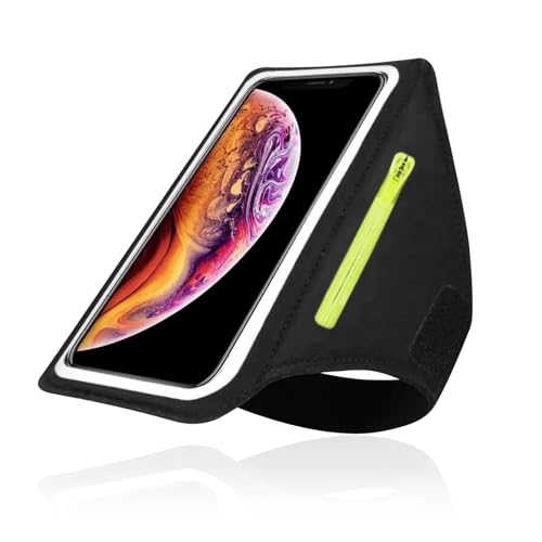 Dalephoric Sportarmband Handy Universal, Handytasche Joggen Mit Kopfhörer Tasche, Handyhalterung Joggen Arm, Laufarmband, für Handys bis 6,8 Zoll, Schweißfest, für Laufen, Workout (Schwarz)