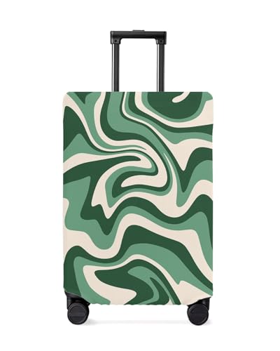 Travel Luggage Cover Spandex Elastic Suitcase Cover for Luggage, Scratch Proof Luggage Cover Protector for Trunk Case 26-28 Inch Luggage, Fluid Art Abstract Texture Green