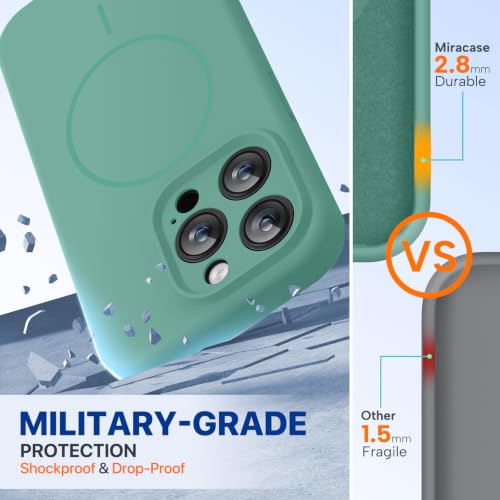 Image of miracase Magnetic for iPhone 15 Pro Case, [Soft Anti-Scratch Microfiber Lining], Compatible with MagSafe, Liquid Silicone Shockproof Drop Protection Phone Case for 15 Pro, Midnight Green