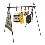 CARBABY ハンギングラック ランタンスタンド アルミ合金 折り畳める 軽量 5つレザーフック付き 専用収納袋付き Mサイズ 食器収納袋付き