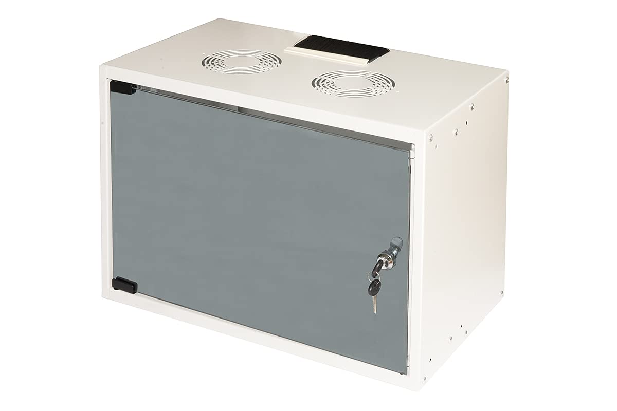 Link LK1907U30E - Armario para Rack de 19 Pulgadas, 6 Unidades de Pared para Redes (A) 370 x (L) 540 x (P) 300 mm, Gris, Puerta de Cristal