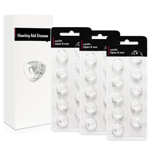 Open 8mm-Hearing Aid Domes for Oticon Minifit, Oticon Hearing Aid Supplies, Replacements Parts Accessories Universal Oticon Domes for Hearing Aids Cleaning Kits (30 Pcs)