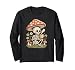 Goblincore Forest Skeleton Relaxing with a Mug of Coffee Long Sleeve T-Shirt