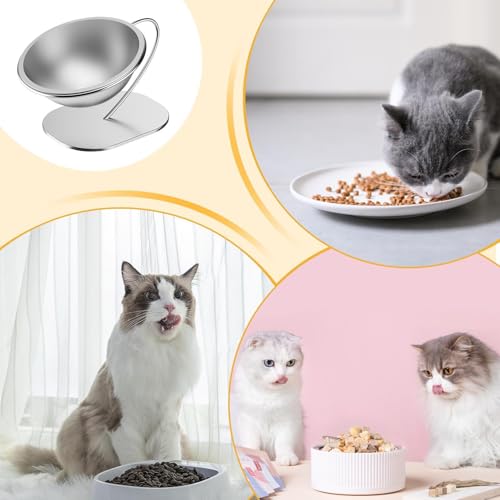 Bol pour chat surélevé en acier inoxydable avec base stable inclinable - 8