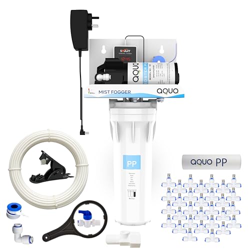 Image of Mist Fogger Kit with High Pressure Pump | Fogging System for Dairy Farm, Poultry, Greenhouse & Outdoor Cooling (30 Nozzle 45 Meter Pipe)