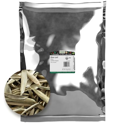 Frontier Co-op Organic Whole Olive Leaf, 1 Bulk Bag - All Natural Dried Olive Leaves, Great for...