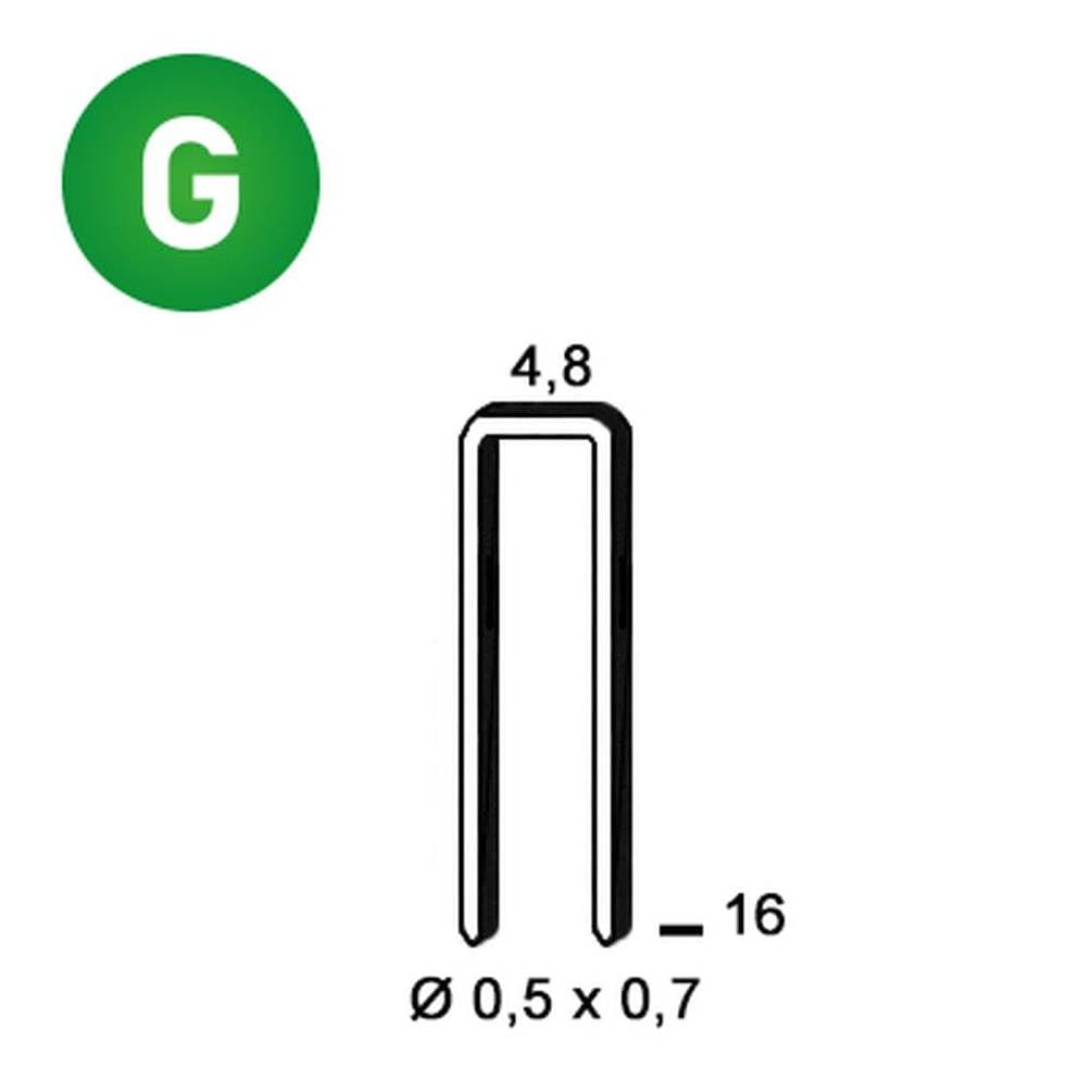 D-Work 14.000 grapas galvanizadas U-16-4.8x16x0.5x0.7 mm