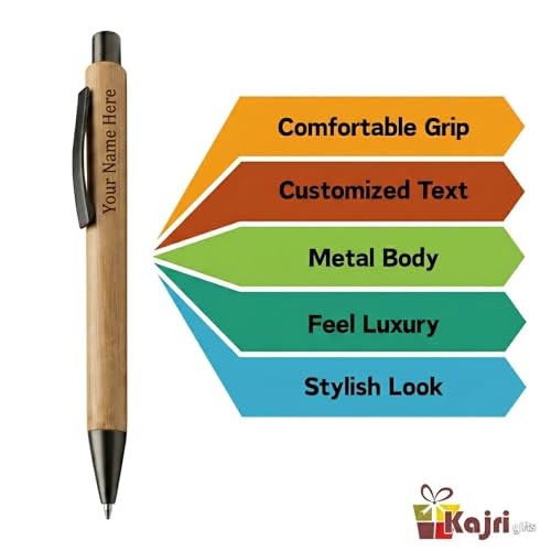 Image of Kajri Gifts Personalized Pen with Name Engraved Wooden Gift Box Best for Gifting, Corporate Gift, Doctor, Advocate, Boss, Employee, Teacher (Wooden Look)