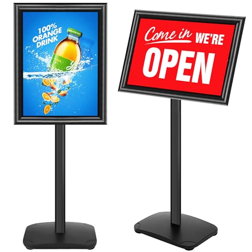 VAIIGO Présentoir DIN A3, Stands de Présentation avec Base, Support de Panneau Extérieur, Porte-Affiche en Métal – Support pour Publicités, Menus & Posters (Noir, A3)