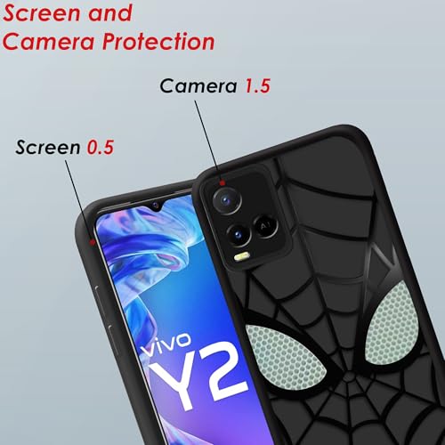 Image of Stylish Spider Back Case Cover Compatible for Vivo Y21 / Y21T / Y21A / Y21e / Y33s / Y33T / T1x | Spidey Face Mask Case | Soft Silicone | Camera & Full Body Protection | Shock Proof | (Black)