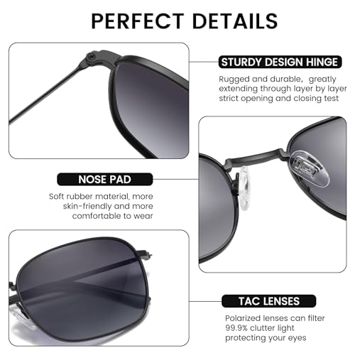 Image of DUCO Square Sunglasses for Men Women Polarized Driving Sun Glasses UV400 Protection Retro Shades DC3038