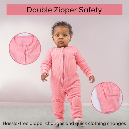 Premium Baby Romper Onesie - 100% Cotton, Double Zipper, Knee & Elbow Pads Extra Saftey with Peace of Mind4