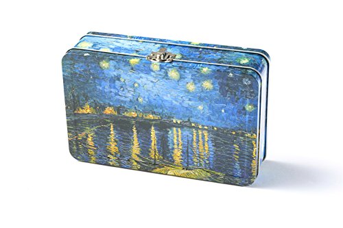 Image of DAHO Metal Storage Box with Hinge for Office, School, Home, Makeup, Arts & Crafts and Accessories (Starry Night Over the Rhone)