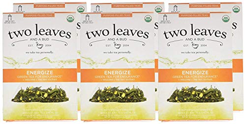 Two Leaves And A Bud Organic Energize Tea Bags, Green Tea For Endurance, Whole Leaf Green Tea In Sachets, 15 Count (Pack Of 6) #TOP3