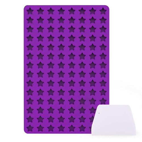 Silikon Hundekekse Backform, 112 Gitter Hundekuchen Backmatte mit Pentagramm-Formen für DIY Hundeleckerlies, Schokolade, Kekse, Süßigkeiten, BPA-Frei - Lila Pentagramm