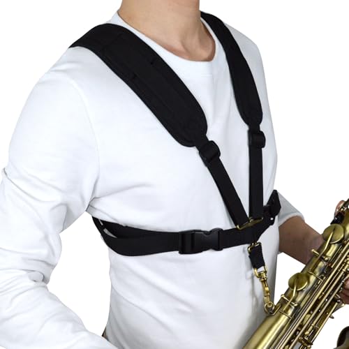 adorence saxophone harness strap padded shoulder amp chest sax strap for baritone tenor and alto saxophones ideal for regular beginners medium