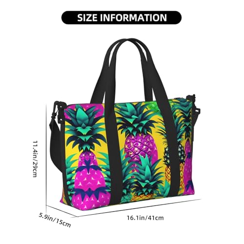 Colorful Pineapple Print Travel Duffle Bags Weekender Overnight Bags For Business Family Trip4