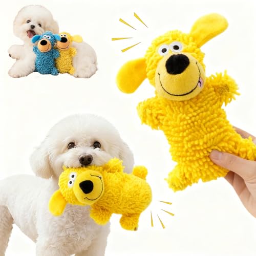 Squeaky Dog Chew Toy for Teeth Cleaning - yellow Durable Toy with Crinkle Sound, Safe & Pressure-Resistant for Small to Medium Dogs, Interactive Puppy Chew Toy for Teeth Cleaning & Entertainment