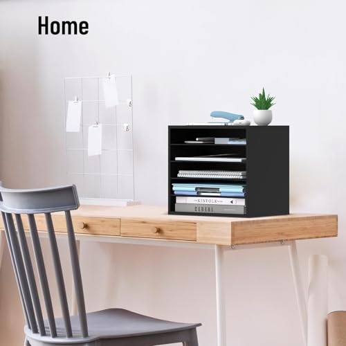 Organizador de papel de 5 niveles para escritorio y clasificador negro 8