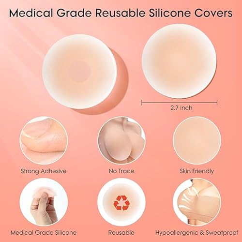 Image of CURATED CART Boob Tape for Women - 49 PCS Breast Lift Kit with Body Tape, Boob Tape, Reusable Nipple Covers, Pasties, Double-Sided Tape - Invisible Bra for Backless & Plunge Dresses