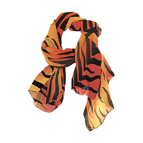 Tiger Skin Animal Texture Women Long Silk Scarf, Shawl Chiffon Large Stole Headscarf, Lightweight Sunscreen Satin Scarves Wraps for Wedding Party Gift