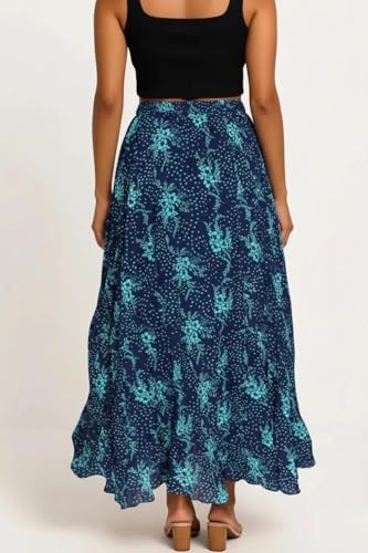 Image of Premium Long Skirt | Stylish Long Crushed Cotton & Unique Prints | Floor Length Skirt for Women | Elastic Waist Premium Maxi Skirt - Comfortable Casual Wear