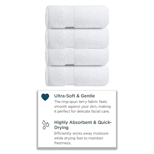 Image of Sulfar 100% Combed Cotton, Quick Drying Highly Absorbent Thick Bathroom Towels, Luxury Bath Towel Set (Pack of 4, 70 X 140 cm) - 600 GSM (White)