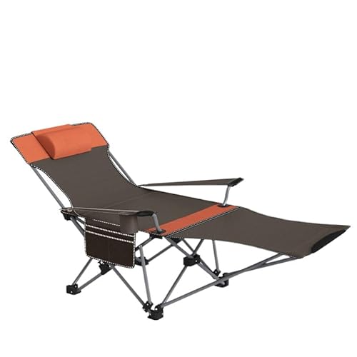 アウトドアチェア 屋外折りたたみ椅子 ラウンジチェア ハイバックレスト キャンプチェア フィッシングチェア 超軽量でポータブル ランチベッド ビーチキャンプディレクターズチェア (ブラウン)