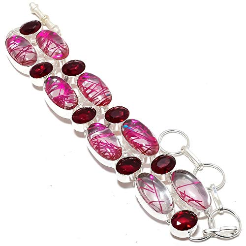 Bracelet artisanal en quartz grenat Kashish, pierres naturelles et raffinement pour femme