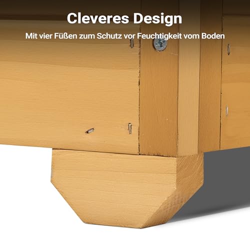 Wiltec Kleines Katzenhaus 68 x 53 x 47 cm aus Holz, Katzenhütte für Garten oder Terasse, Wurfkiste isoliert wetterfest, Katzenhöhle