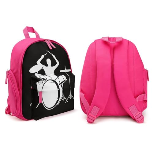 Drummer Backpack Small Book Bag with Side Pocket, Lightweight Durable Backpack, Travel Rucksack, Pink-style4