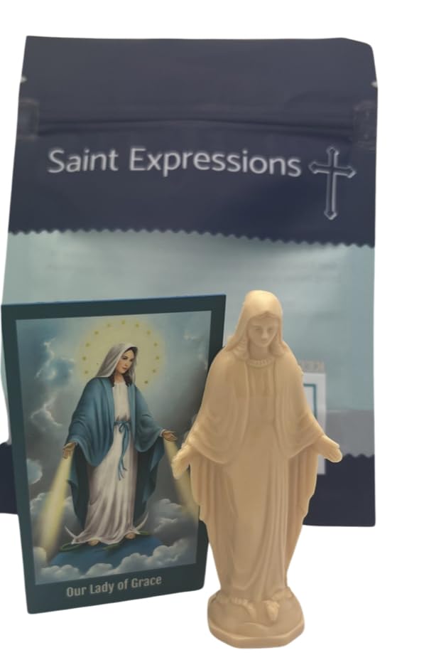 Estatua mini Nuestra Señora de la Gracia de plástico 3 pulg miniatura 4