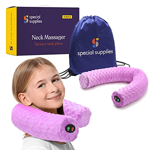 Special Supplies Sensory Vibrating Neck Pillow For Kids And Adults Plush Velvet Soft Cover With Textured Therapy Stimulation, Mind And Body Calming Relaxation - Purple #TOP7